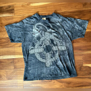 The Mountain Dragon Tie-Dye Celtic Cross Tee size XL